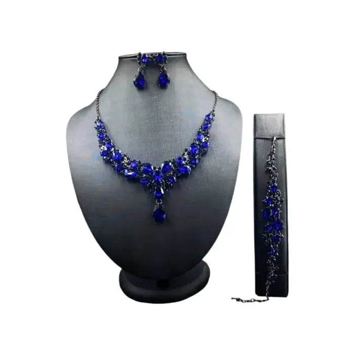 Hala Paris - Zinc Alloy with Crystal Stones Blue Jewelry Set