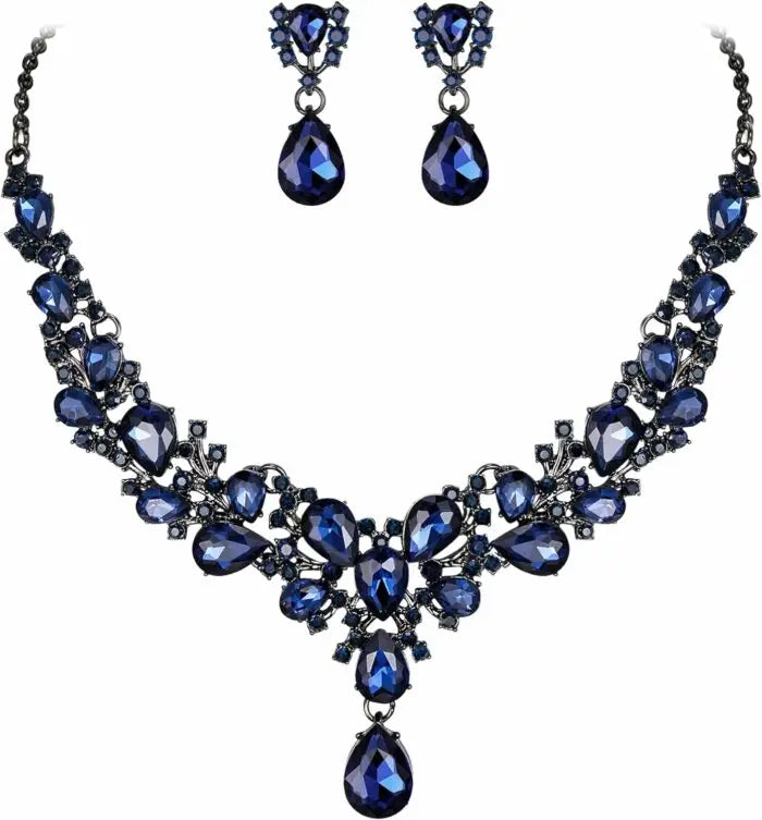 Hala Paris - Zinc Alloy with Crystal Stones Blue Jewelry Set